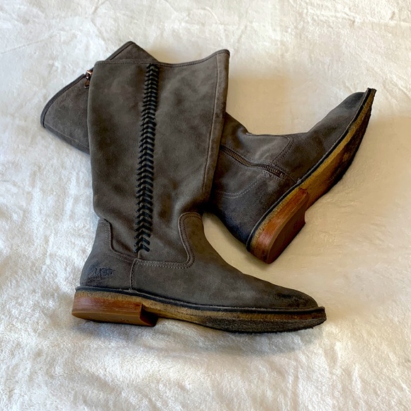 UGG Gray Suede Tall Boots Wilder 1008967 - Picture 2 of 15